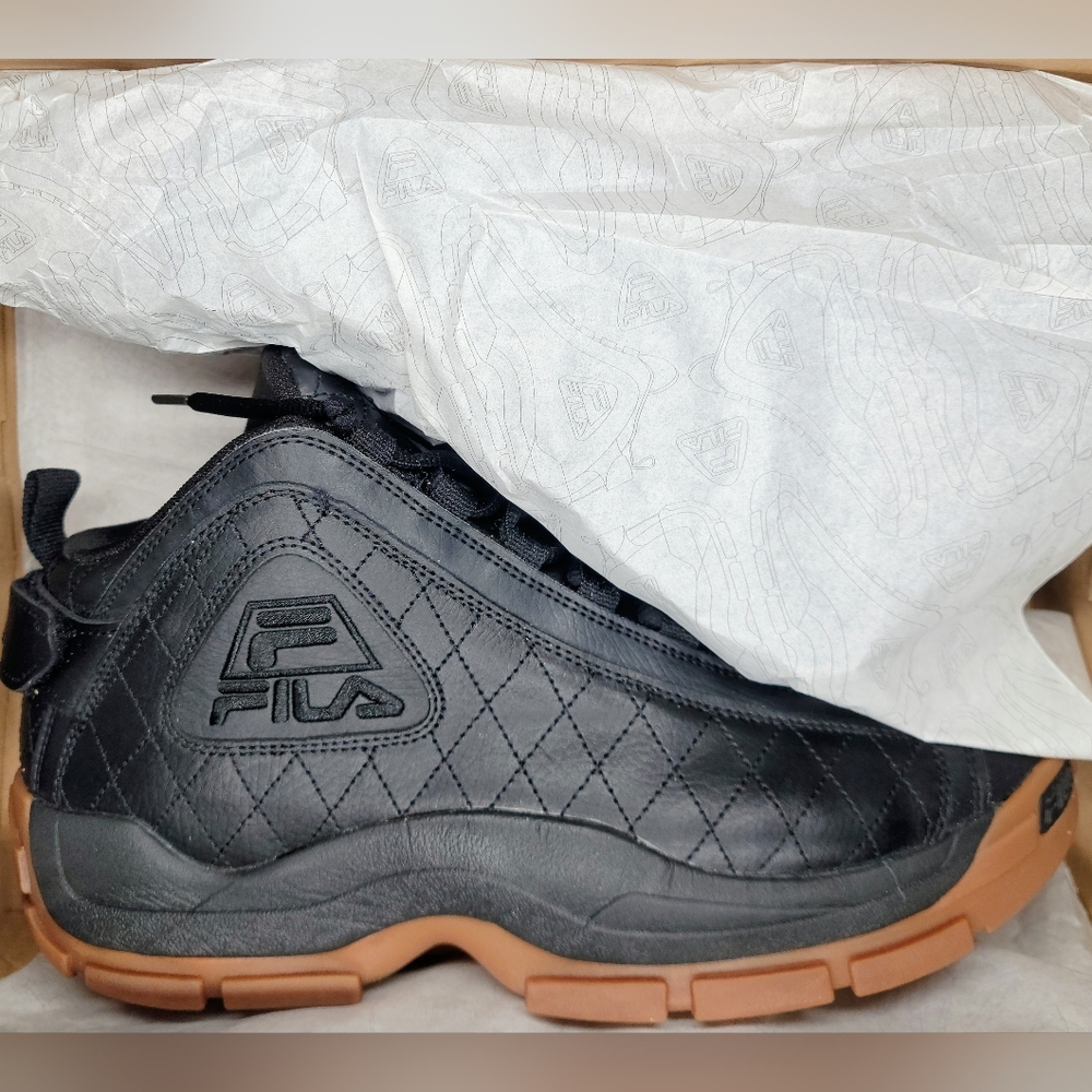 Fila Grant Hill 96 Vintage Quilted Blsck/Gum Sz 13 Men
